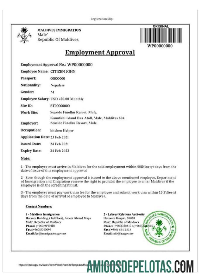 Visto MALDIVAS E baixar para verificação